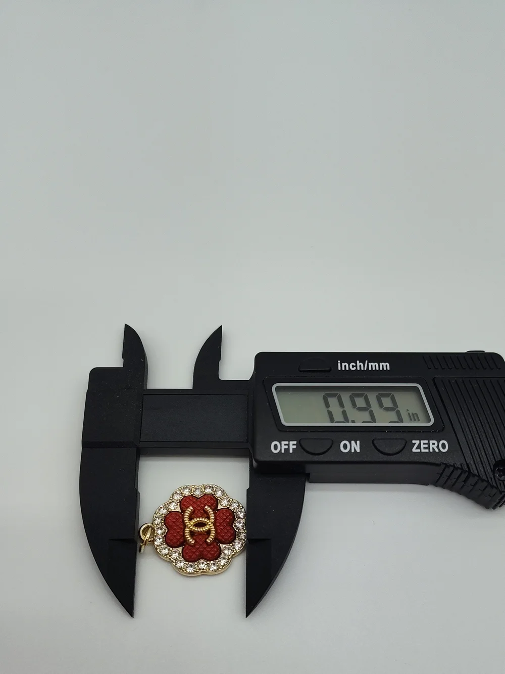 CHANEL Camellia Zipper Pull Charm Red Quilted Gold Rhinestone Accent Modern Era